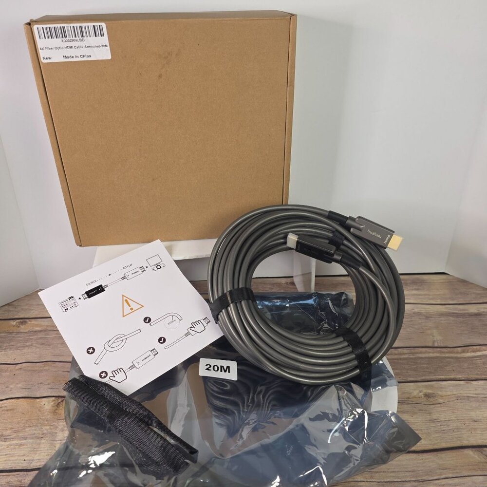 4K Fiber Optic HDMI 2.1 Cable Armoured 20M With Box Huaham For High-Speed Data T